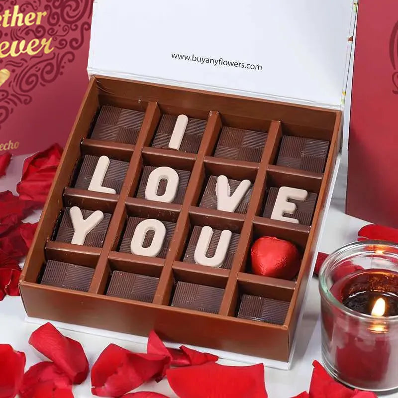 Romantic chocolate gift box with I love you theme