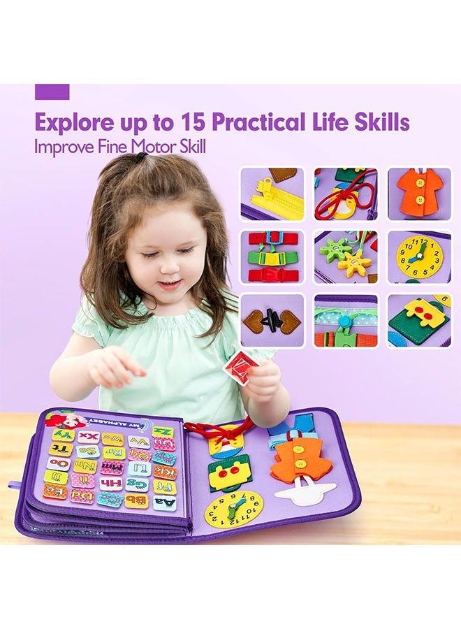 Generic Montessori Busy Board for Toddlers – Purple Mermaid Sensory Activity Board, Fine Motor Skills Learning Toy, Preschool Educational Travel Toy for Girls
