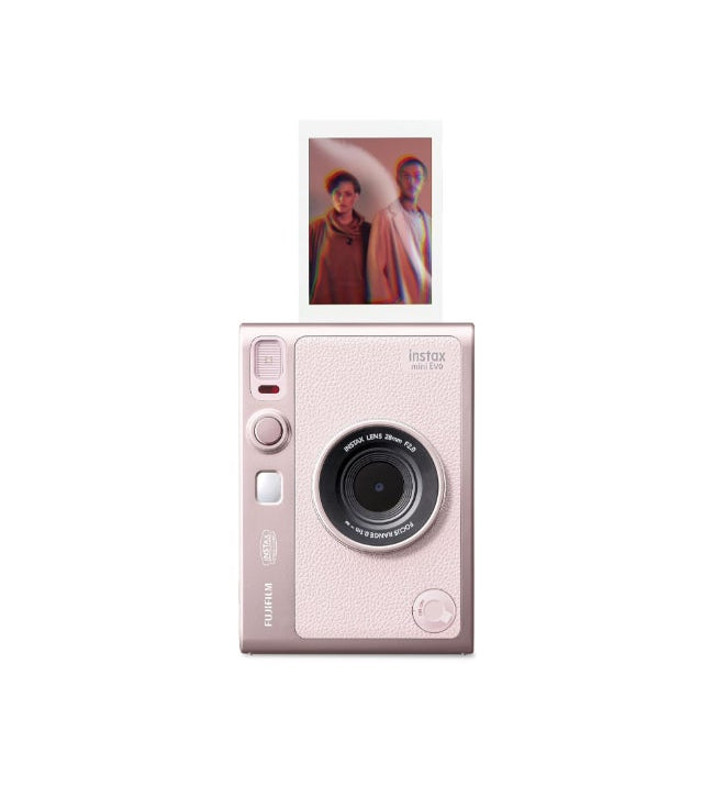 Instax Mini EVO Gentle Rose pink instant camera side angle