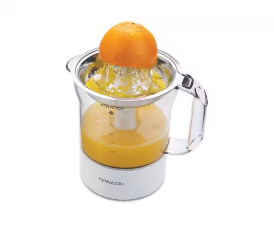 KENWOOD Citrus Juicer JE290A White/ClearKitchen AppliancesJuice all manner of citrus fruits with this compact jucier. 40W of power juices directly into a 1L measuring cup, which can then go straight to your glass with the easy pour spout Convenient and Ef