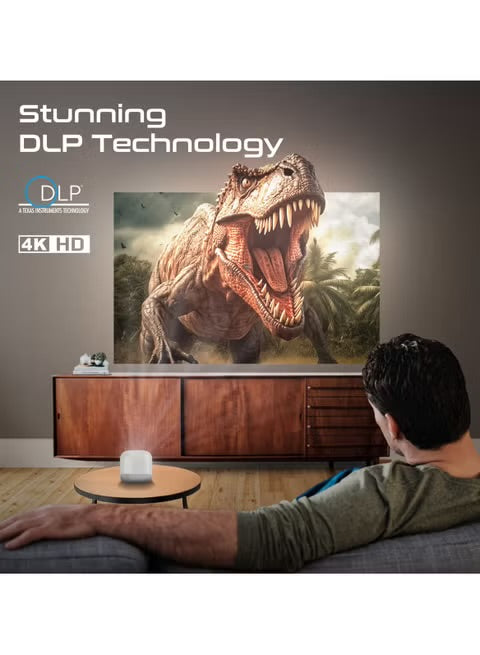Promate CubeCast-2 Digital Mini Projector with DLP Technology, HD 720P Resolution, 4K@60Hz Support, Wireless Screen Sharing, Auto Keystone Correction, HDMI & USB Connectivity, Built-In Speaker, White