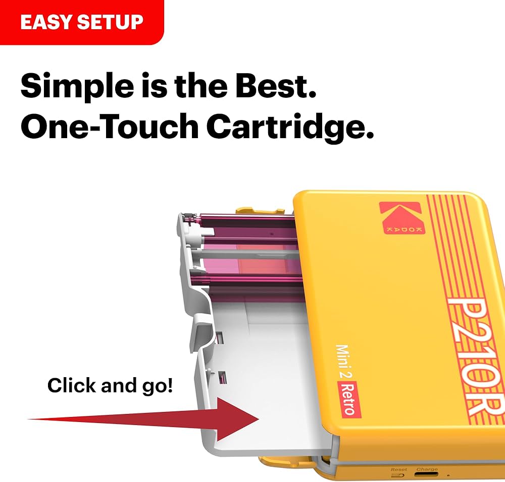 KODAK P210 Mini 2 Retro Mobile Photo Printer – Bluetooth Smartphone Printer, 4Pass Technology, 54×86mm Photos, 68 Sheets & 6 Cartridges