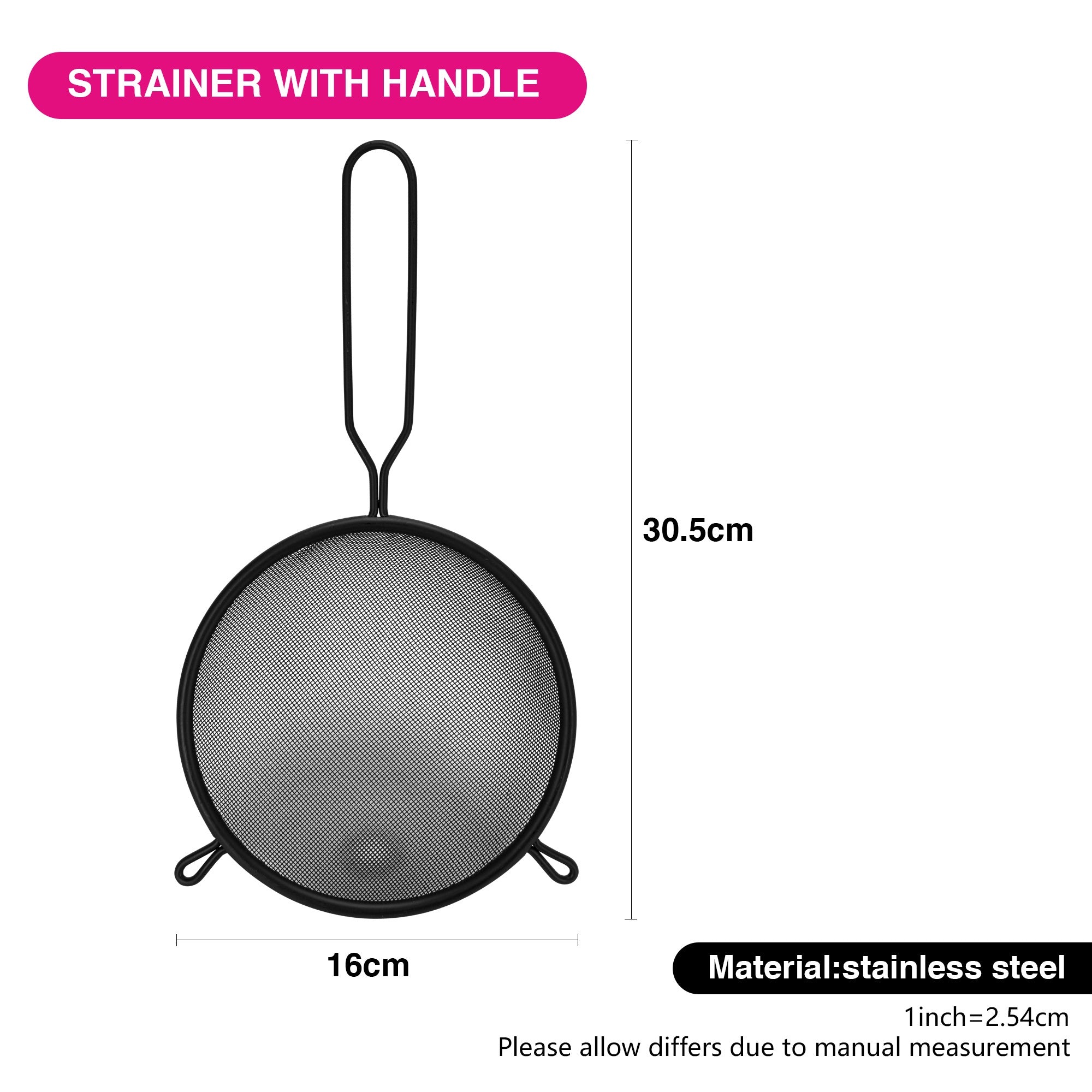 Fissman Fine Mesh Strainer 16cm with Handle Hang HoleKitchen StorageThe sieve with a handle from Fissman is an indispensable assistant in the kitchen. It loosens the flour, fills it with air, due to which the dough becomes airy, and the baked goods are so