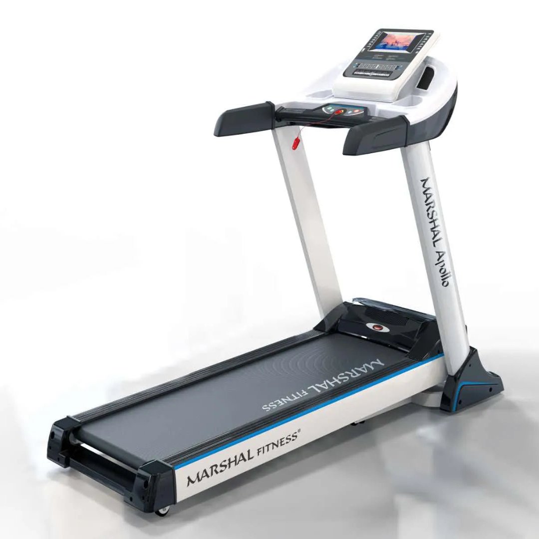Marshal Fitness Touch Screen TV 10.1" Motorized Treadmill - Power 5HP - User Weight - 120 KGs, MF-JN-Apollo-1-TVSports & FitnessMaximum User Weight: 120 kgs Display: Touch Screen 10.1" TV Safety Switches: Available Handlebar Controls: Not Available Heart