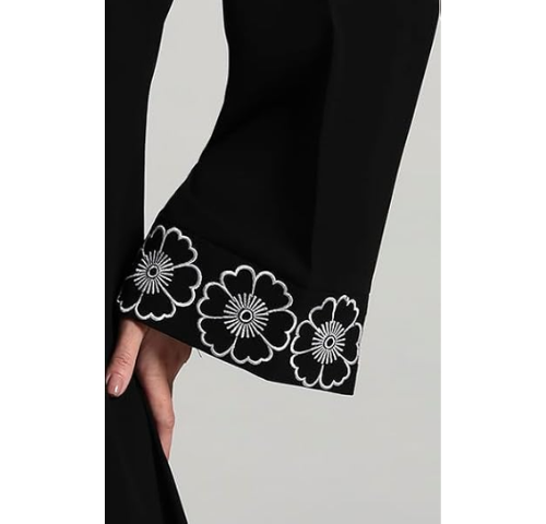 Women’s Embroidered Abaya with Hijab – Long Sleeve Maxi Modest Islamic Dress