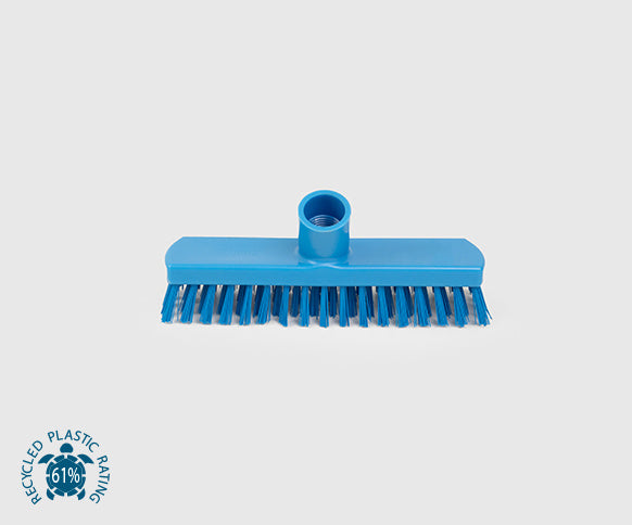 Lever HBC Stiff Deck Scrub Brush with Aluminum handle with Blue GripSustainable LivingAn efficient solution for swift clearing of small to medium areas. The product is equipped with stiff filaments that are specifically designed to tackle and remove stubb