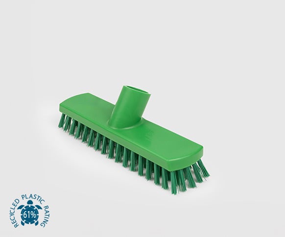 Lever HBC Stiff Deck Scrub Brush with Aluminum handle with Blue GripSustainable LivingAn efficient solution for swift clearing of small to medium areas. The product is equipped with stiff filaments that are specifically designed to tackle and remove stubb