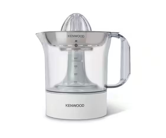 KENWOOD Citrus Juicer JE290A White/ClearKitchen AppliancesJuice all manner of citrus fruits with this compact jucier. 40W of power juices directly into a 1L measuring cup, which can then go straight to your glass with the easy pour spout Convenient and Ef