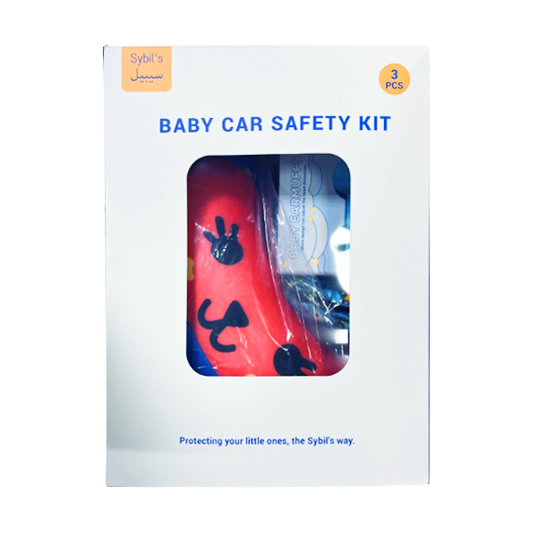 Sybils Baby car safety kitBaby Car Safety Kit Noise Reduction and Hearing Protection: The baby earmuffs included in this set effectively reduce the exposure of loud noises to the baby's delicate ears. They provide a safe and comfortable environment, prote