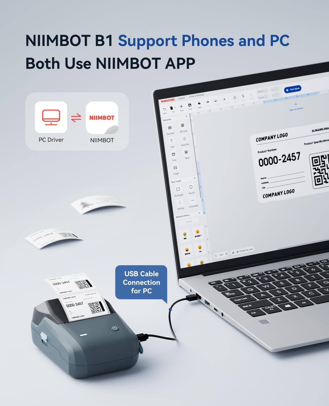NIIMBOT B1 Inkless Thermal Label Printer, Create Professional Labels with EasePrinters & Accessories🖨️ Inkless Thermal Printing – Say goodbye to messy cartridges with clean, eco-friendly thermal printing. 📱 Wireless & App-Controlled – Connect easily via