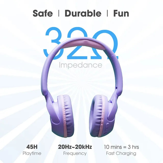 Blupebble Bounce Kids Headphones – Wireless & Wired, 45Hr Battery, BT 5.4, Volume-Limiting
