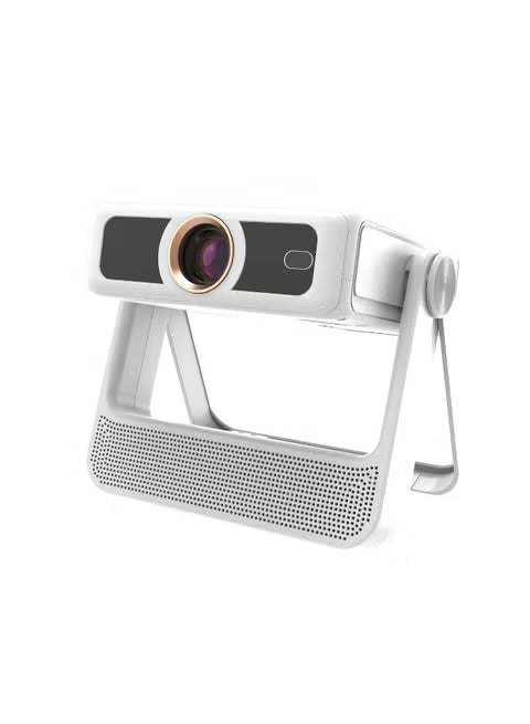 Crony A5 Pro Smart Projector with 7-Inch Touchscreen, 720P HD Resolution, Auto Focus & Keystone Correction, WiFi, Bluetooth 5.0, 250-Inch Display, HDMI & USB Support – Pearl White