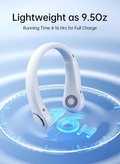 JISULIFE Life 3 Portable Neck Fan, Bladeless Hands-Free Wearable Fan, 4000mAh Rechargeable Battery, USB-C Personal Cooling Fan, Headphone Design