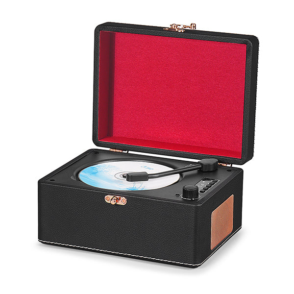 Echo Audio Bluetooth CD Player with builtin speaker (Retro CD Player) BlackBluetooth RX and TX USB music play Earphone jack AUX in jack CD player LED display Full function remote control Output power: 3W x2 Speaker size: 2 x2 Battery: Rechargeable battery