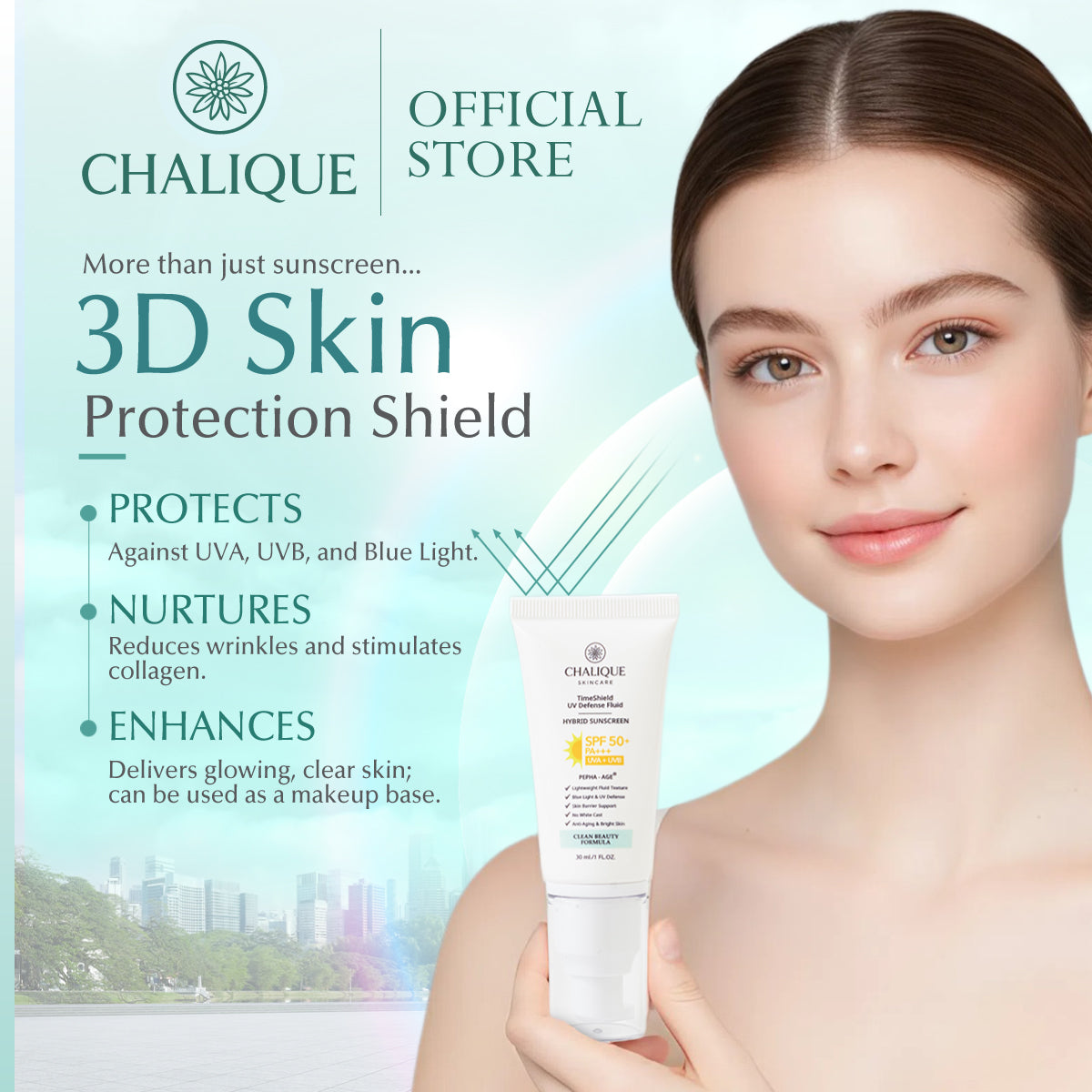 CHALIQUE Timeshield UV Defense Fluid Hybrid Sunscreen SPF – Lightweight UV Protection