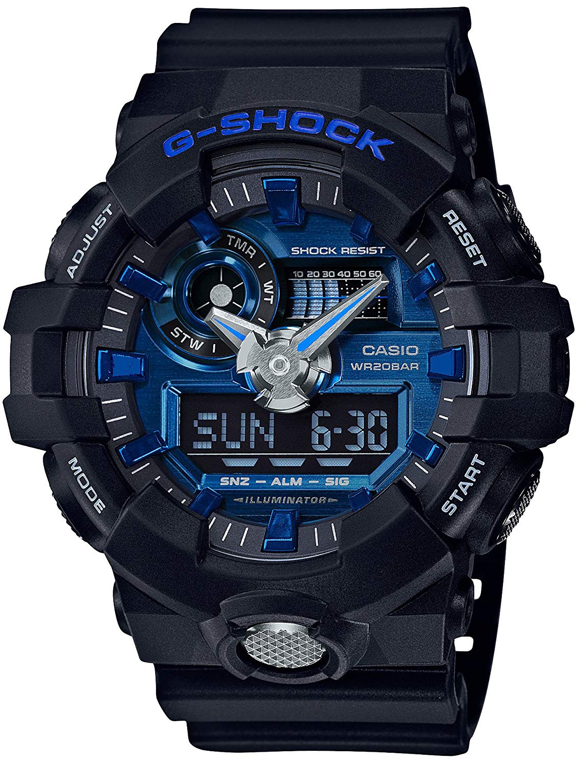 Casio G-Shock GA-710-1A2DR Analog/Digital Watch – Blue Accent Design, Shock Resistant, 3D Dial | LetsTango UAE