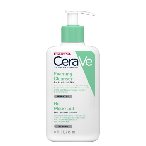 CeraVe Foaming Cleanser For Normal To Oily Skin With Hyaluronic Acid 236mlPersonal CareCeraVe Foaming Facial Cleanser (236ml) is a dermatologist-developed gel cleanser designed to effectively cleanse and refresh normal to oily skin without disrupting the