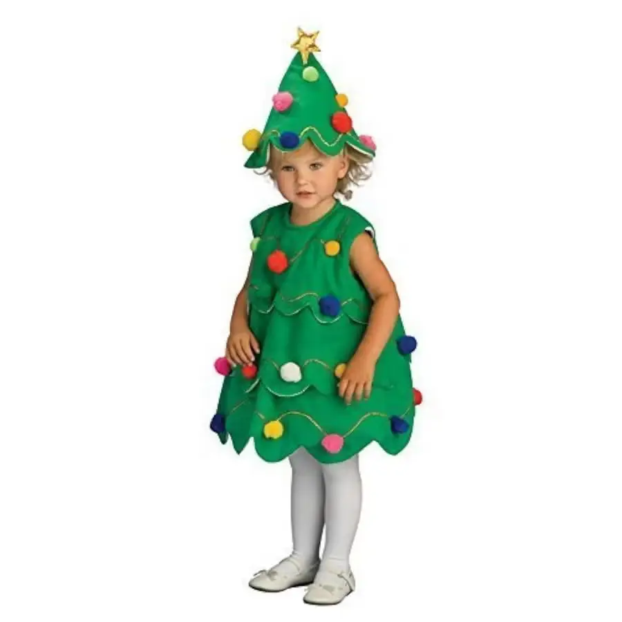 Green Christmas tree fancy dress costume for children