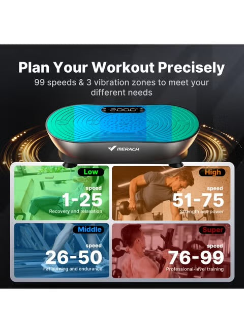 MERACH Vibration Plate Exercise Machine, Full Body Fitness Platform with LED Touch Screen, Bluetooth Speaker, Resistance Bands, Weight Loss & Muscle Activation