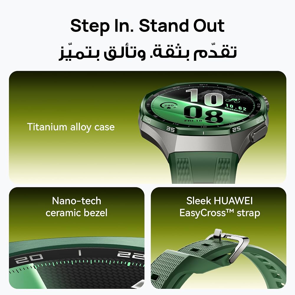 HUAWEI WATCH GT 7 Pro 46mm Smart Watch, Up to 21 Days Battery, iOS & Android Compatible, ECG, Heart Rate Monitoring, 100+ Sports Modes, Titanium Alloy Case, EasyCross Strap, Green + FOC, HuaweiCare+