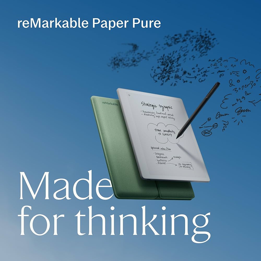 reMarkable Paper Pure 10.3-Inch E Ink Paper Tablet with Marker Plus & Folio, Digital Notebook for Writing, Reading & Note-Taking