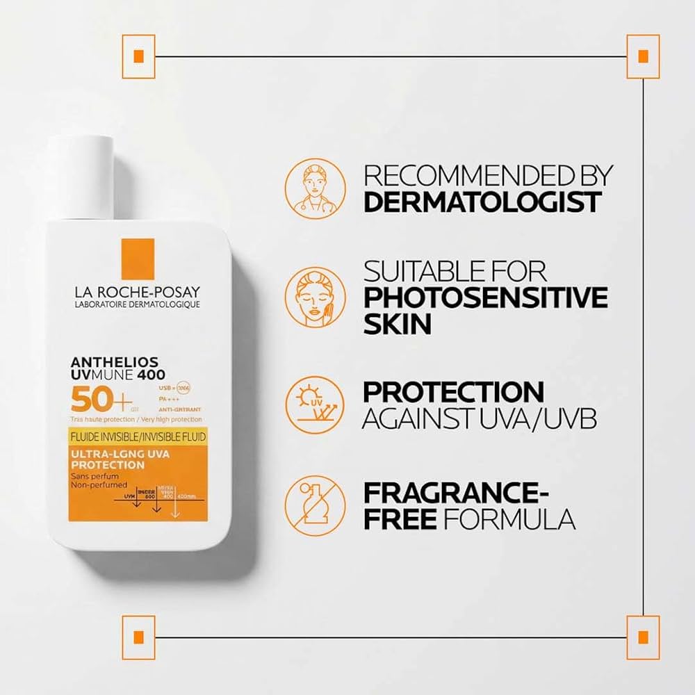 La Roche-Posay Anthelios UVMune 400 Invisible Fluid SPF50+ 50ml – Ultra-High UVA/UVB Sunscreen