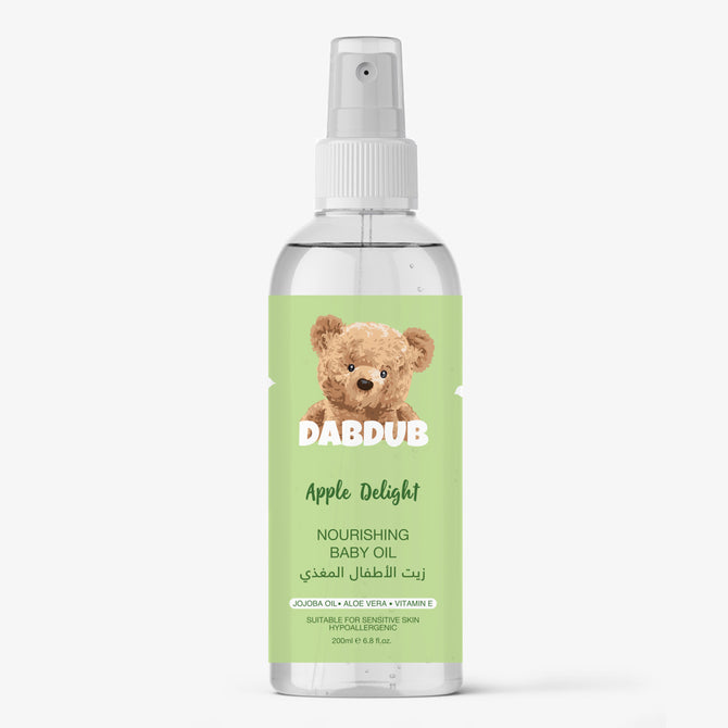 DABDUB Nourishing Baby OilBathing & Baby CareGive your baby’s skin the love it deserves with DABDUB Nourishing Baby Oil – a gentle, natural blend crafted for deep hydration and softness. Enriched with almond oil, jojoba oil, and vitamin E, this nourishing