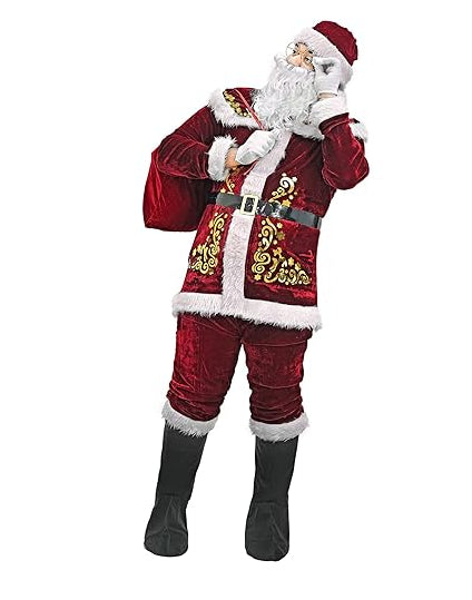 Premium Velvet Santa Jacket with Faux Fur Trim