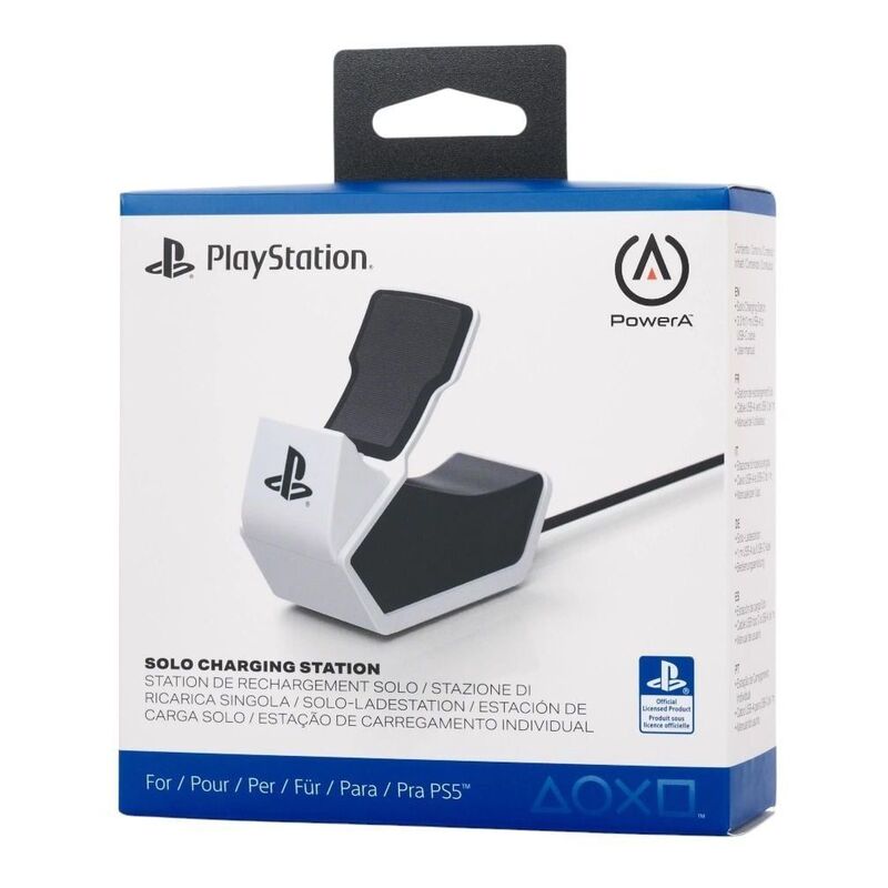Sony PlayStation PowerA Solo Charging Station for PS5 DualSense & DualSense Edge – Drop & Charge, LED, USB-A to USB-C