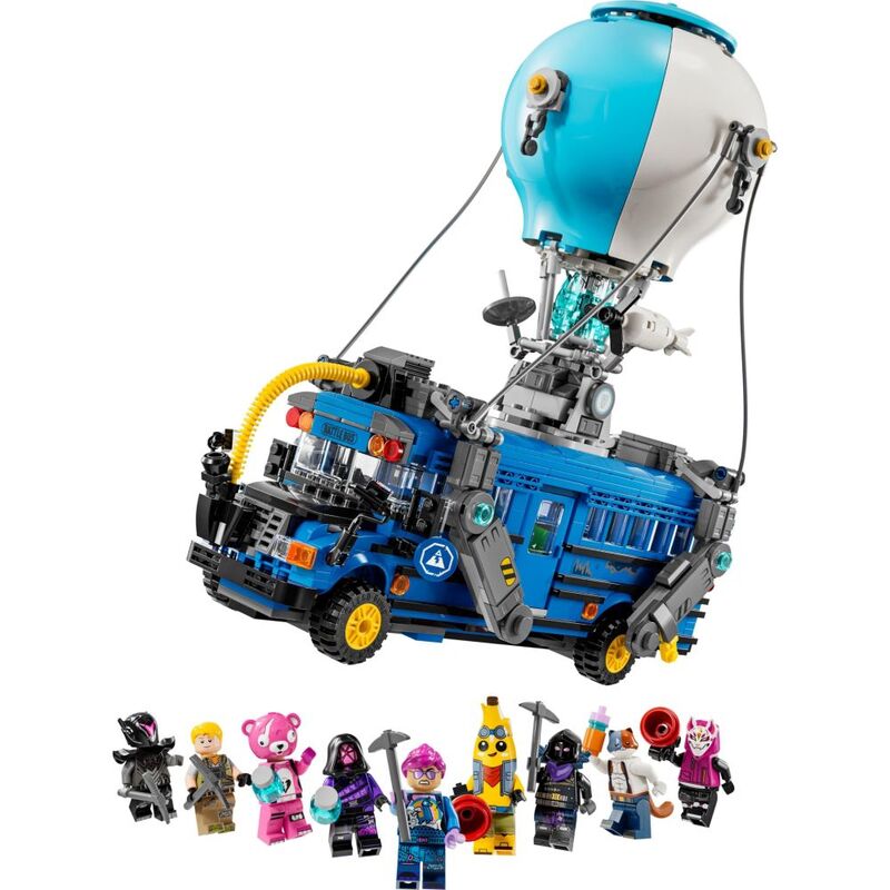 LEGO Battle Bus with Fortnite minifigures and accessories