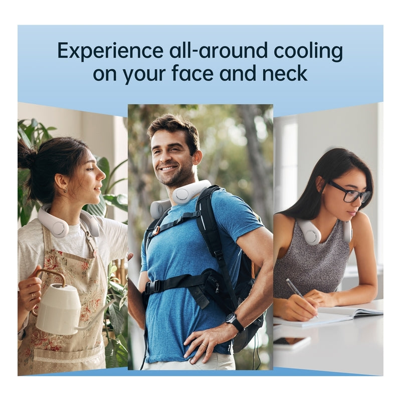 JisuLife Neck Fan Life4 – 5 Speeds, 80 Air Outlets, Up to 16.5Hr, Under 25dB, Bladeless, USB-C, Grey