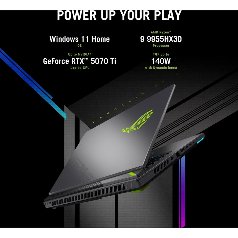 ASUS ROG Strix G16 Gaming Laptop – AMD Ryzen 9 9955HX3D, 32GB RAM, 1TB SSD, NVIDIA GeForce RTX 5070 Ti 12GB, 16" 2.5K 240Hz IPS, Windows 11 Home, Eclipse Gray