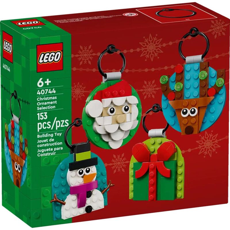 Buildable LEGO Christmas ornaments holiday display