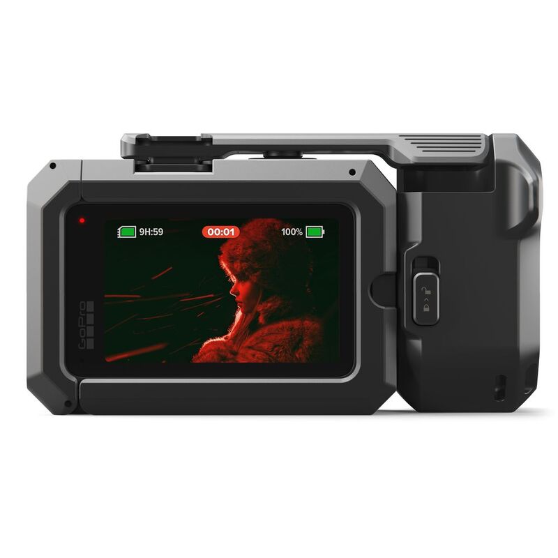 4K action camera with ergonomic handheld grip
