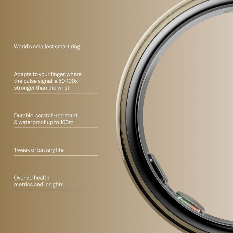 Oura Ring 5 Smart Ring Gold – Advanced Sleep, Health & Activity Tracking Wearable Ring