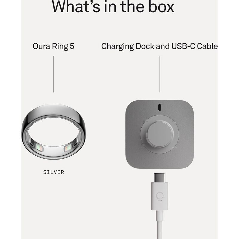 Oura Ring 5 Smart Ring Silver – Advanced Health, Sleep & Activity Tracking Wearable Ring
