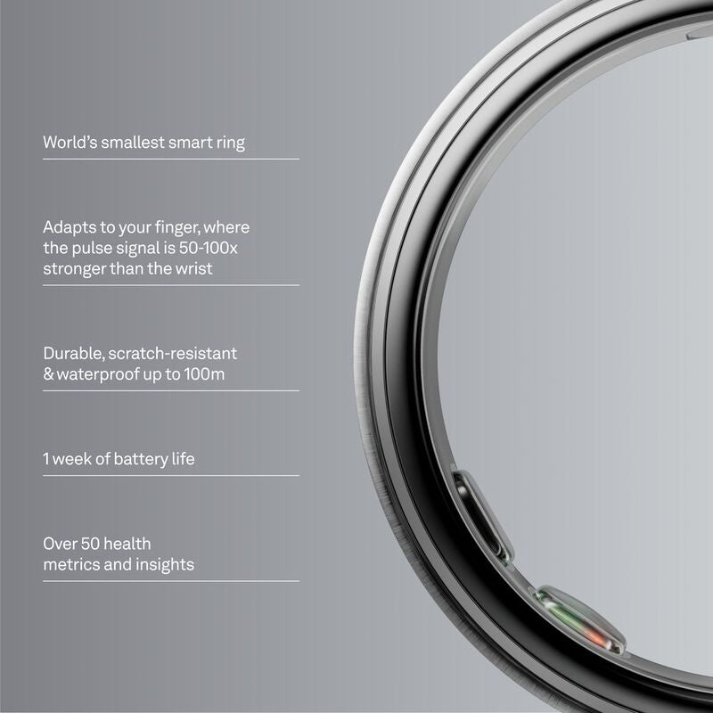 Oura Ring 5 Smart Ring Brushed Silver – Advanced Sleep, Health & Activity Tracking Wearable Ring