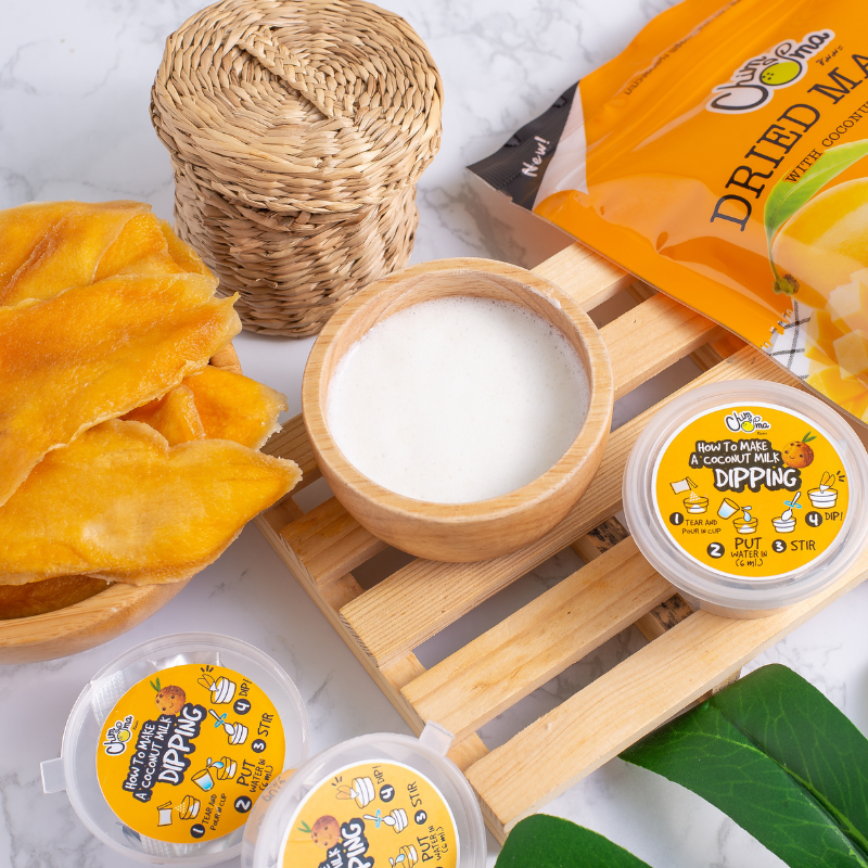 CHIMMA Dried Mango with Coconut Milk Dip 100GSnacksEnjoy the naturally sweet and tangy flavor of premium Thai sun-ripened mangoes, carefully dried to preserve their soft, chewy texture. The luscious mango pairs beautifully with the smooth and creamy cocon