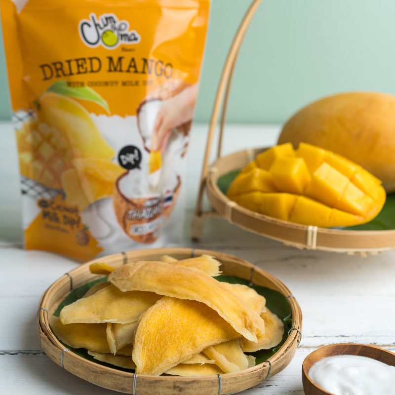CHIMMA Dried Mango with Coconut Milk Dip 100GSnacksEnjoy the naturally sweet and tangy flavor of premium Thai sun-ripened mangoes, carefully dried to preserve their soft, chewy texture. The luscious mango pairs beautifully with the smooth and creamy cocon