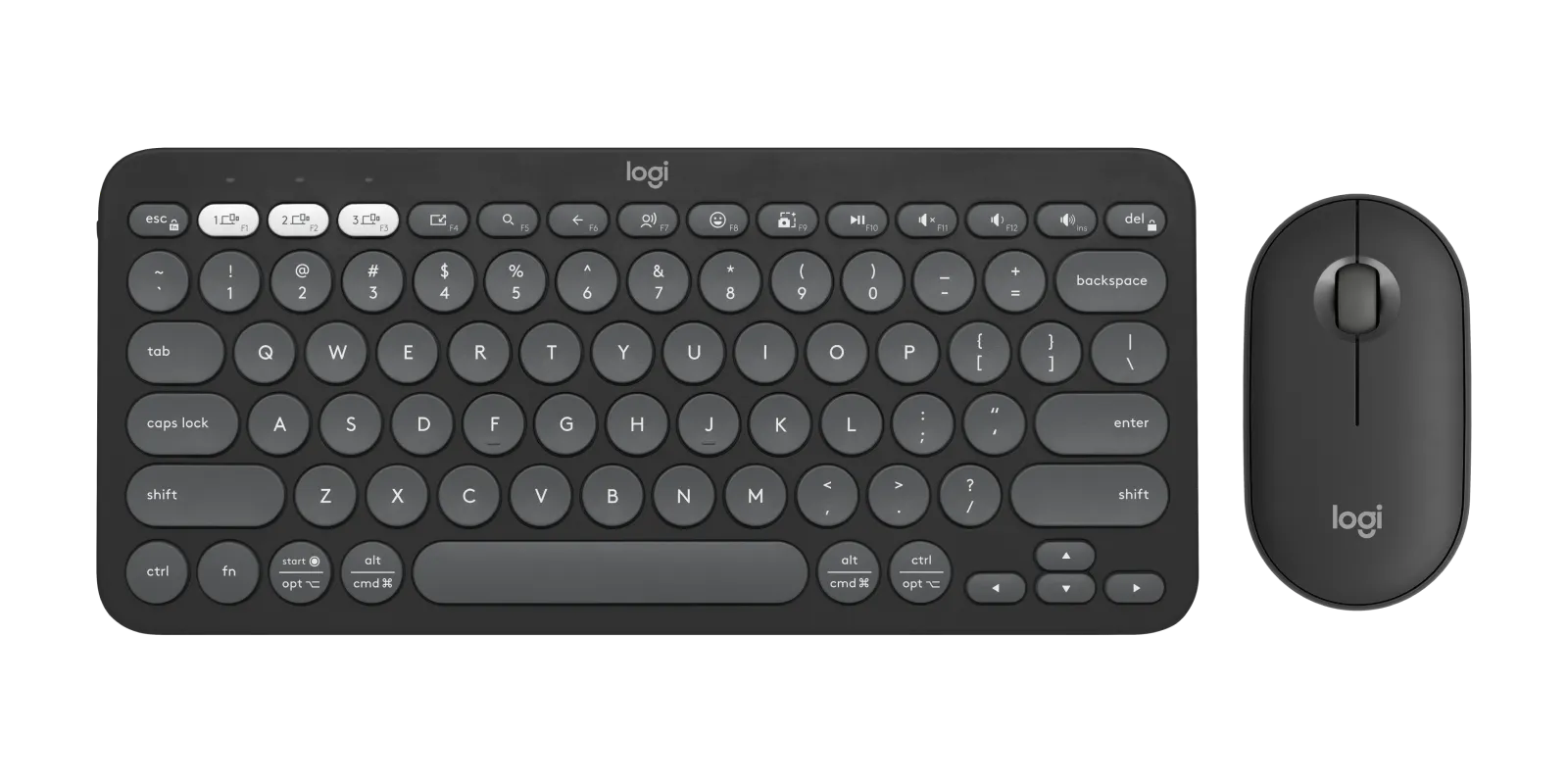 Logitech Pebble 2 Combo, Wireless Keyboard and Mouse, Quiet and Portable, Customisable, Logi Bolt, Bluetooth, Easy-Switch for Windows, macOS, iPadOS, Chrome, ARA Layout - GraphiteComputer & Laptop AccessoriesDESIGNED TO BE DIFFERENTLet the world see who y