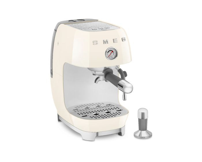 Smeg ECF03CRUK Espresso Coffee Machine with Cold Brew – 15 Bar, 58mm Portafilter, Milk Steam Wand, 1.4L Water Tank, Cream