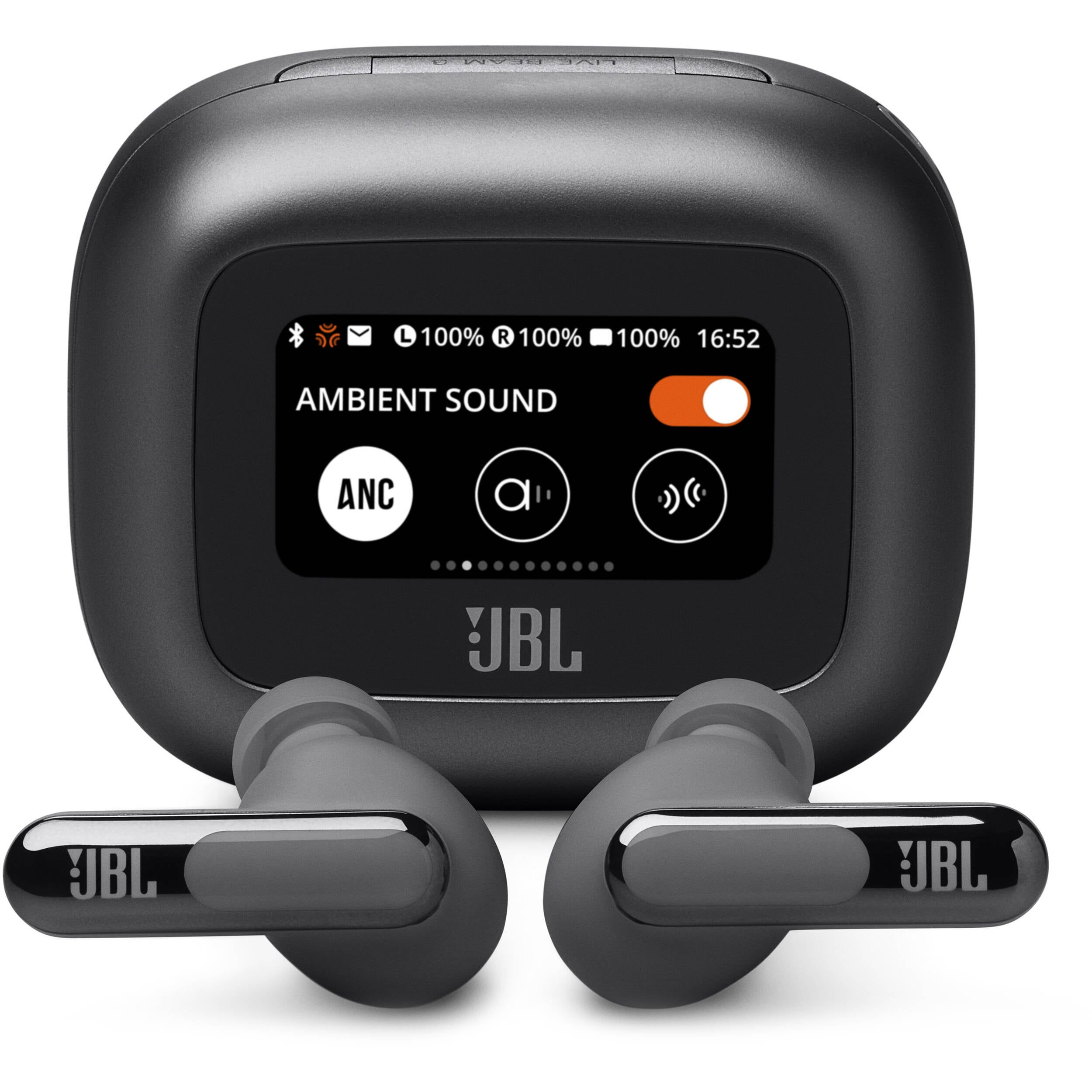 JBL Live Beam 3 true wireless noise cancelling earbuds in black with charging 