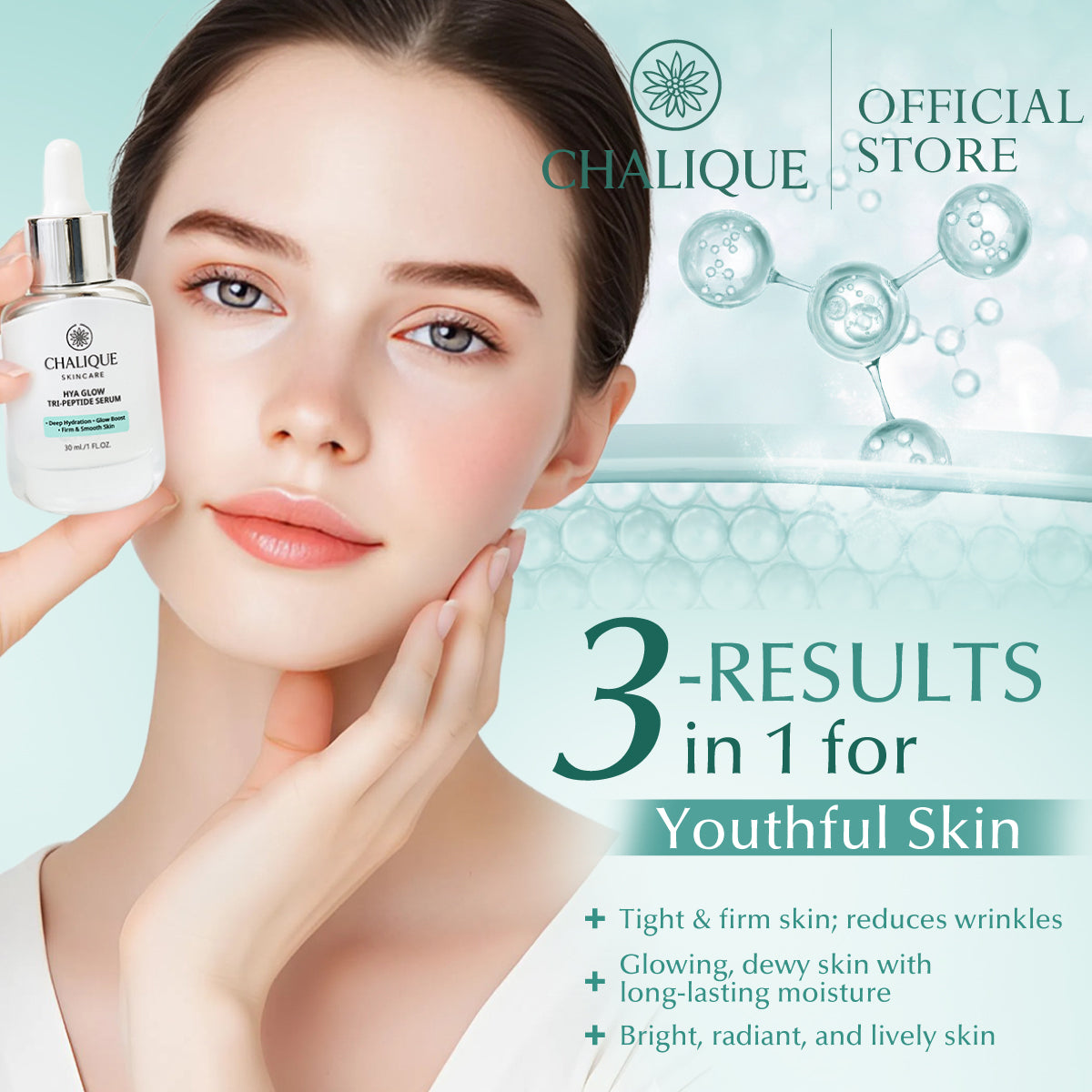 CHALIQUE Hya Glow Tri-Peptide Serum – Hyaluronic Acid & Peptide Hydrating Facial Serum