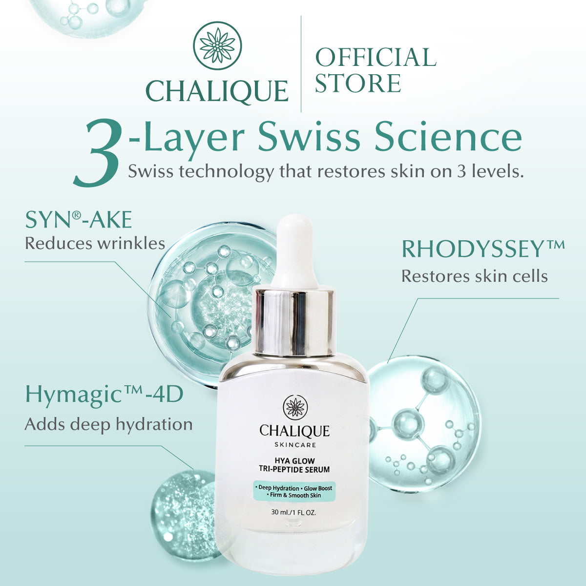 CHALIQUE Hya Glow Tri-Peptide Serum – Hyaluronic Acid & Peptide Hydrating Facial Serum