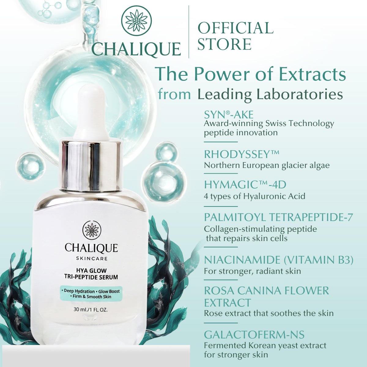 CHALIQUE Hya Glow Tri-Peptide Serum – Hyaluronic Acid & Peptide Hydrating Facial Serum
