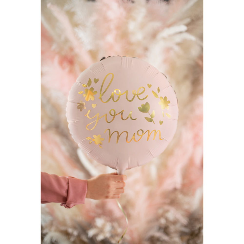 Foil balloon ''Love you mom'', 45 cm - Pink