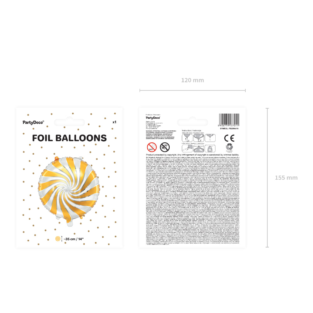 Foil balloon Candy, 35cm - Gold