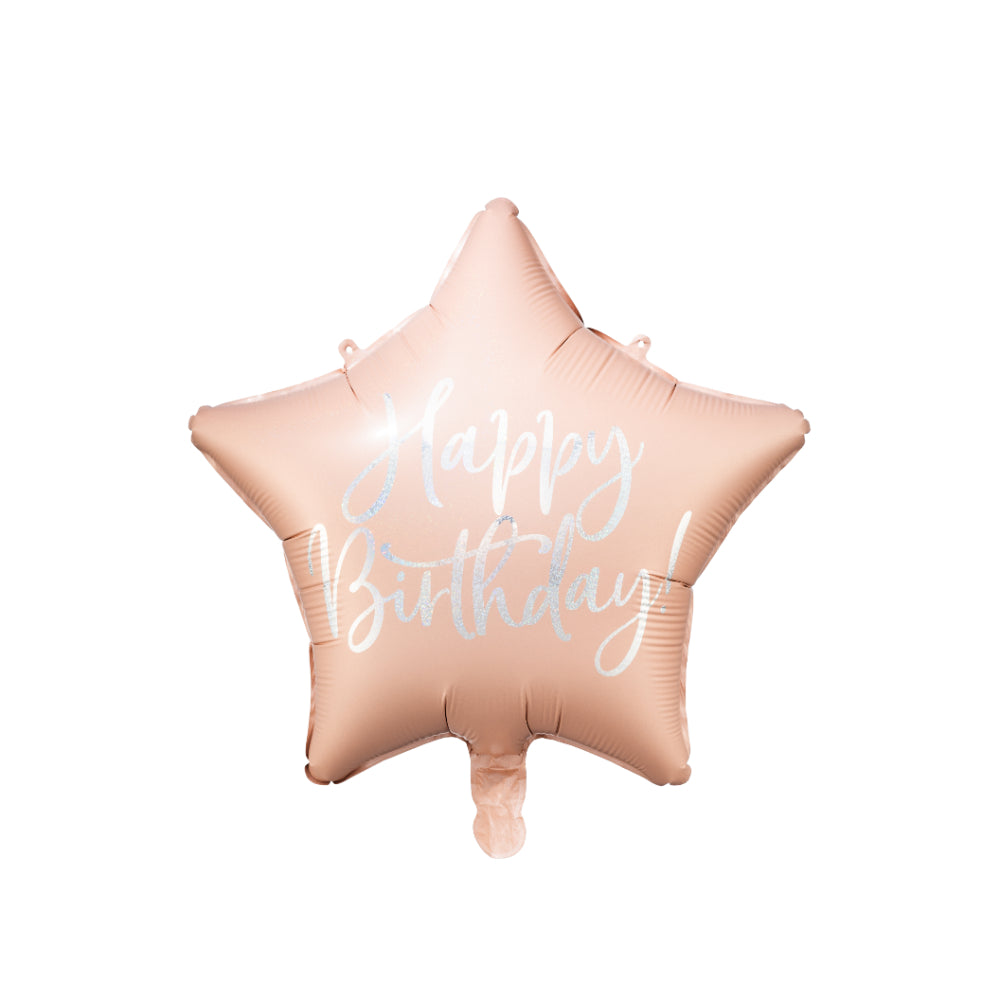 Foil balloon Happy Birthday, 40cm - Light Powder Pink