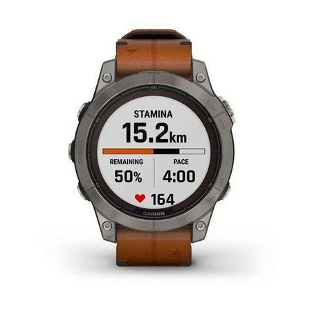 Garmin Fenix 7 Pro - Sapphire Solar Edition Smartwatch – Titanium with Chestnut Leather Band (47mm) for UAE