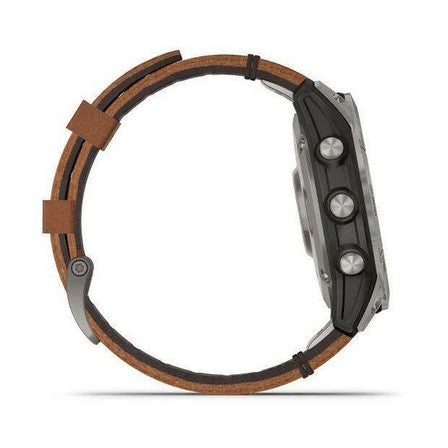 Garmin Fenix 7 Pro - Sapphire Solar Edition Smartwatch – Titanium with Chestnut Leather Band (47mm) for UAE